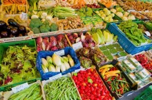 weekly market with fresh food