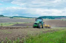 tractor plowing the field.