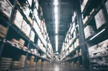 Blurry background of Warehouse inventory product stock for logistic background, concept of international import and export shipment