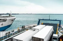 Trucks on the ferry. Trucks on the ferry.