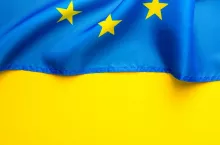 Ukrainian flag created from European union flag. The part of the EU flag.