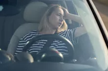 &lt;p&gt;Annoyed tired female sit on driver seat in car displeased frustrated with heavy traffic jams. Unhappy depressed woman of middle age driving vehicle suffer fatigue leaning on window with closed eyes&lt;/p&gt;