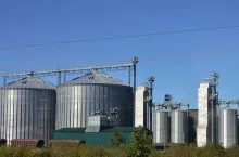 Steel silos for grain storage and processing facilities. Modern elevator
