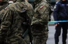 Bucharest, Romania - December 01, 2019: Polish soldiers take part at the Romanian National Day military parade.