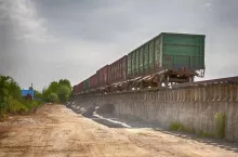 Railway truck parked at the station waiting for unloading