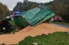 Wypadek ciągnika w Grabowcu koło Zamościa