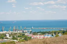 Feodosia city aerial view, Crimea, Russia