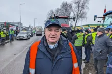 Wiesław Gryn podczas protestu w Hrubieszowie 9 lutego, fot. mw