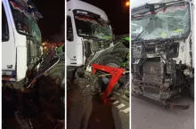 W wypadku na S5 ciężarówka wjechała w ciągniki rolnicze, które blokowały drogę.