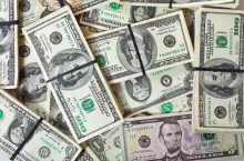 background of many US dollars banknotes