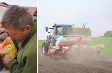 Andrzej z Rolnicy Podlasie sieje kukurydzę.