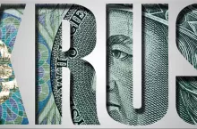 KRUS. Type of polish national security contribution. Inscription with polish banknote, 100 zloty pattern.