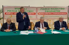 Wiktor Szmulewicz, prezes KRIR, Prezes WIR Mieczysław Łuczak, Czesław Siekierski, minister rolnictwa, Zbigniew Stajkowski- w-ce prezes Wielkopolskiej Izby Rolniczej