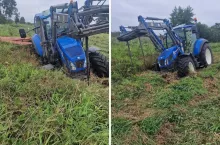 Były minister rolnictwa zakopał się ciągnikiem. New Holland ugrzązł po osie