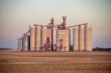 Melfort, Canada – October 09, 2022: Melfort, Saskatchewan - October 9, 2022: Viterra grain terminal in rural Saskatchewan.