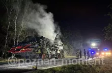Kombajn zapalił się podczas jazdy.
