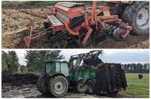 Ciągniki wykonujące wiosenne prace polowe