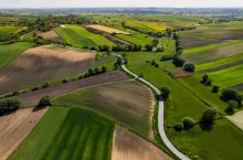 Beautiful Lush Farm Fields in Countryside,Poland. Drone View from Above.