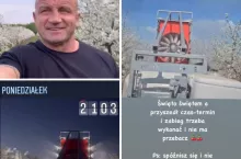 Pudzian wskoczył na ciągnik i pryska. ”Spóźnisz się i nie będzie nic”