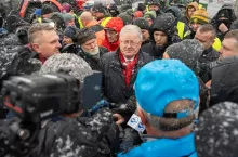 Czesław Siekierski na proteście rolników