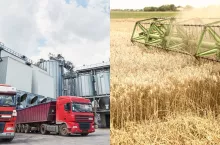 Ukraina, eksport, zboże, kombajn, silos, ciężarówki, rolnictwo, UE, handel, logistyka
