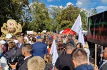 Protest rolników podczas Dożynek w Spale 2025