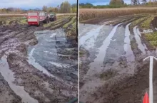 Rolnicy koszą kukurydzę kiszonkową w błocie. ”Gwiazdka nas zastanie w polu”
