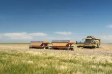 Kombajn podczas żniw na polu