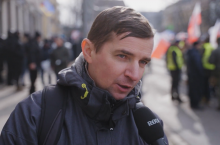 Wywiad z Łukaszem Smolarczykiem, wiceprezesem Izby Rolniczej w Opolu i producentem rolnym, podczas protestu rolników we Wrocławiu