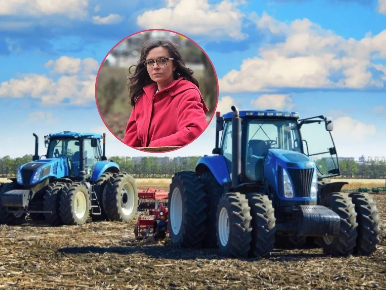 pole, ciągniki rolnicze, twarz posłanki Jachiry