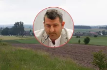 pole na Podlasiu, twarz rozmówcy rolnika z Podlasia, Dariusza Ciochanowskiego