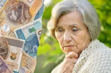 starsza rolniczka, po lewej banknoty polskie