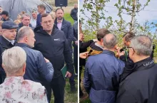 Minister Stefan Krajewski wraz z europosłem Krzysztofem Hetmanem odwiedził sadowników i plantatorów z ziemi kraśnickiej (lubelskie) po serii silnych przymrozków