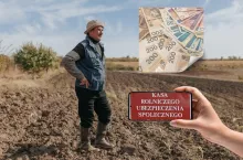rolnik na polu, logo KRUS, banknoty polskie