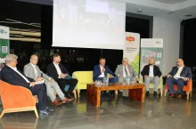 Juliusz Urban, Jakub Kowalski, Jacek Śpiewak, Marcin Sobczuk, Zbigniew Stajkowski, Wojciech Krzywosądzki i Bartłomiej Czekała podczas dyskusji o tym, co nas czeka na zbożowym rynku w nadchodzącym sezonie?