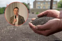 Adam Stępień PSPO w kółku, w tle dłonie z rzepakiem