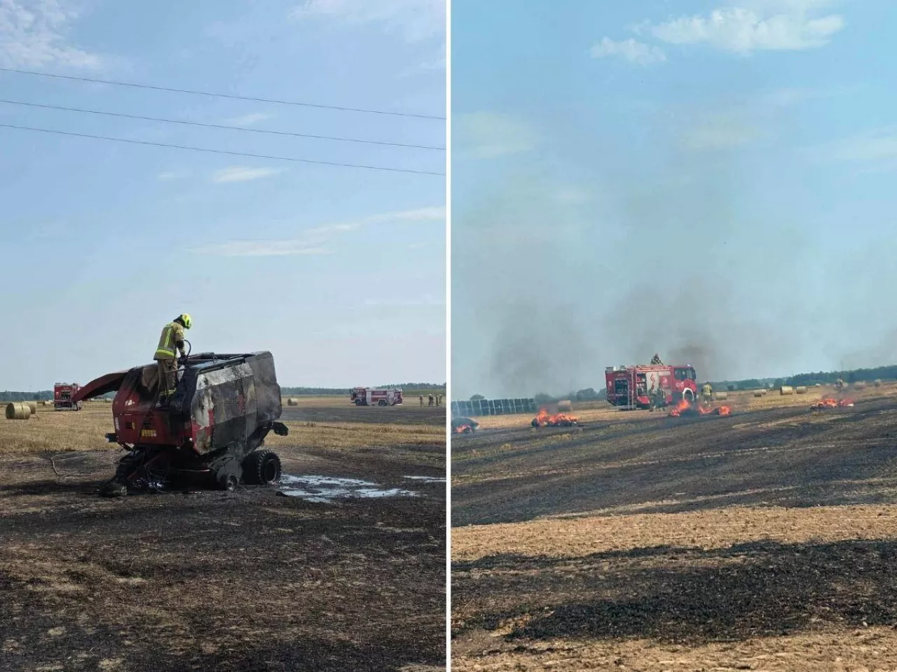 Pożar prasy do słomy