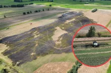 Pożar objął pole oraz prasę rolniczą