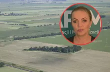 grunty rolne z lotu ptaka, w kółku twarz A. Koniecko zastępcy dyrektora Podlaskiego Oddziału Regionalnego ARiMR